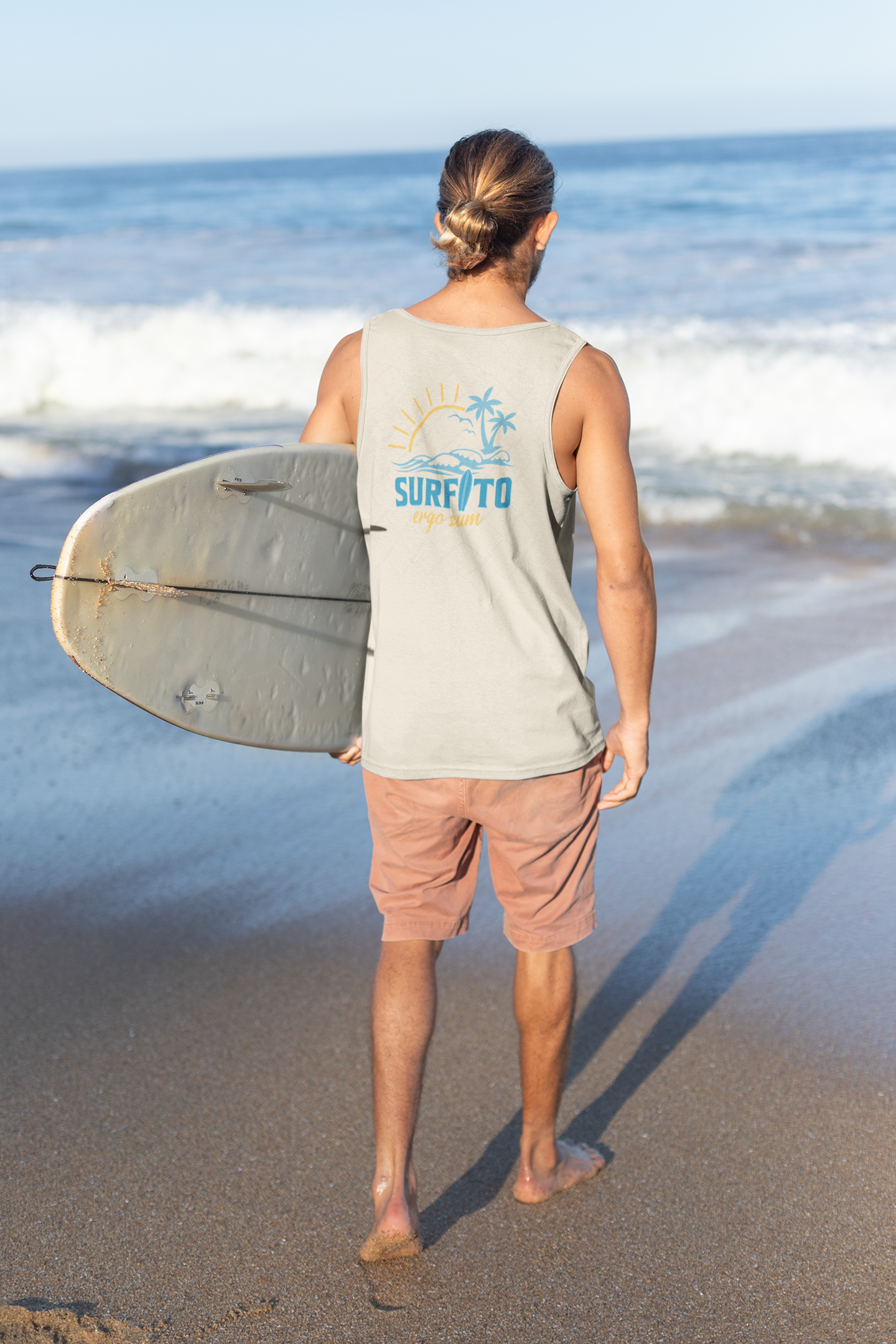 Surfito Beach Tank Top — Retro Palm Tree Surfing Graphic Tank